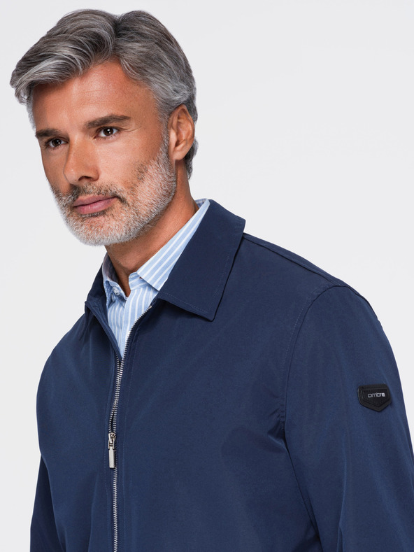 Ombre Clothing Muška laka prijelazna jakna na rajsferšlus s klasičnim ovratnikom – tamno plava V1 OM-JANP-0224 Ombre Clothing