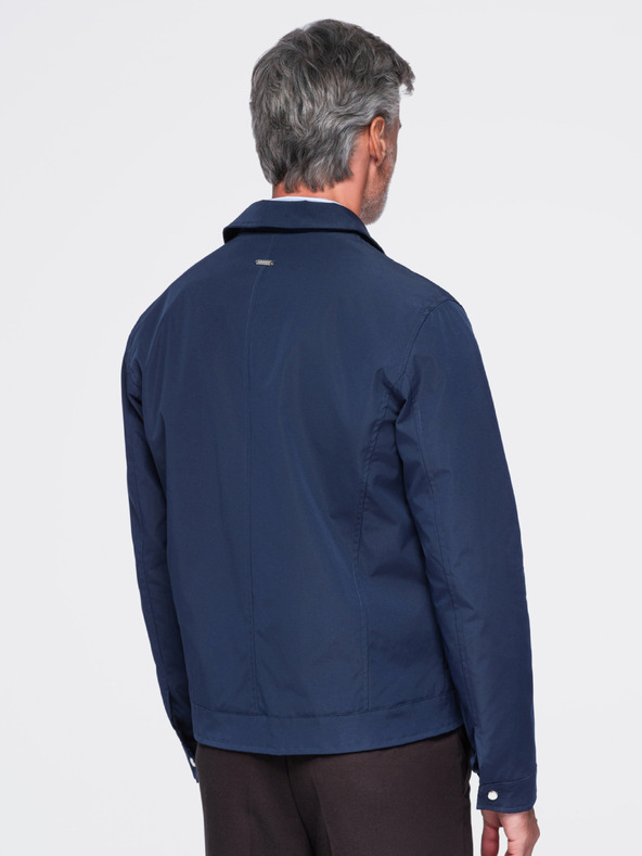 Ombre Clothing Muška laka prijelazna jakna na rajsferšlus s klasičnim ovratnikom – tamno plava V1 OM-JANP-0224 Ombre Clothing