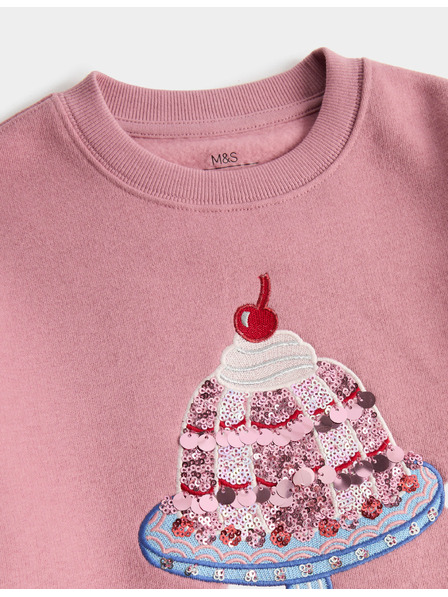 Marks & Spencer Jelly hoodie s visokim udjelom pamuka (2–8 godina) Marks & Spencer ružičasta