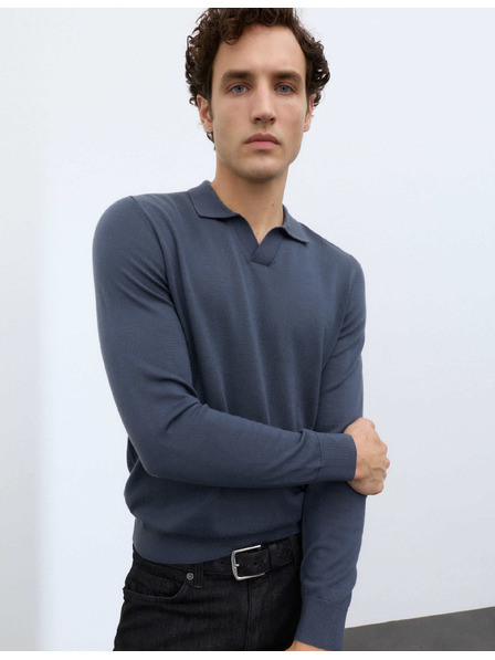 Marks & Spencer Marks & Spencer Pure ekstra fina pletena polo majica od merino vune tamnoplava