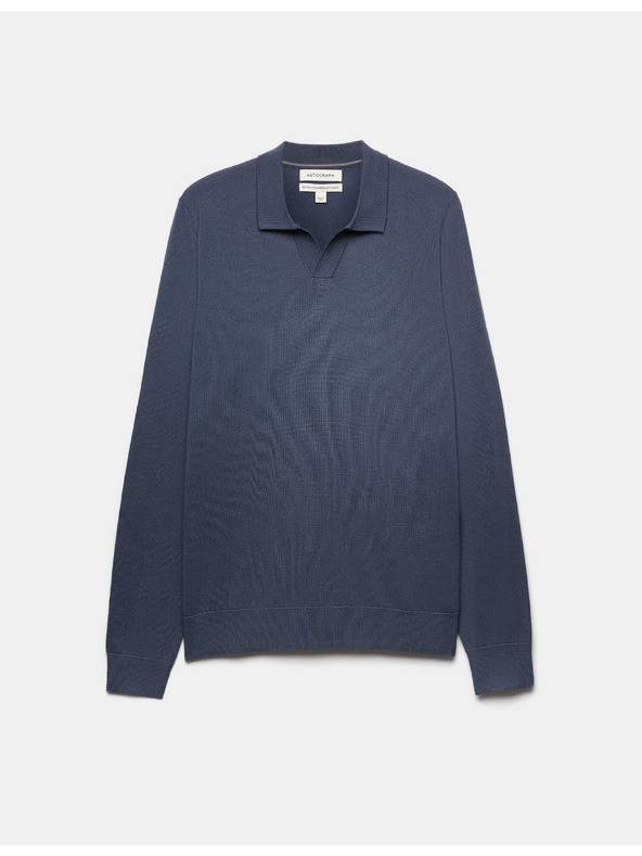 Marks & Spencer Marks & Spencer Pure ekstra fina pletena polo majica od merino vune tamnoplava