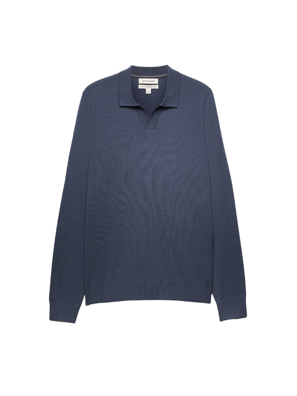 Marks & Spencer Marks & Spencer Pure ekstra fina pletena polo majica od merino vune tamnoplava