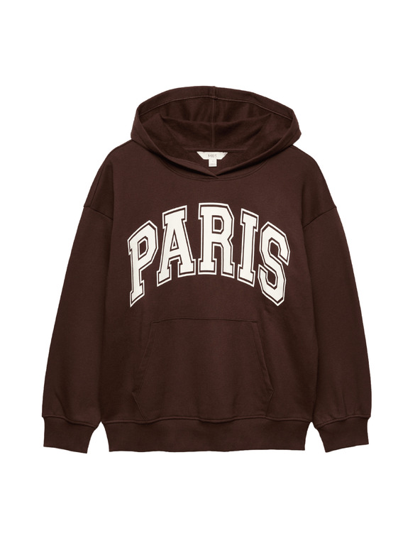Marks & Spencer Grafički hoodie sa visokim udjelom pamuka Marks & Spencer smeđa
